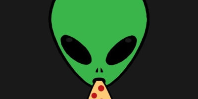 Alien Eating Pizza